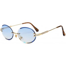 Rimless Oval Trimming Sunglasses for Women Rimless Gradient Shades UV400 - C5 - CJ1900CUE3O $9.51