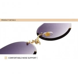Rimless Oval Trimming Sunglasses for Women Rimless Gradient Shades UV400 - C5 - CJ1900CUE3O $9.51
