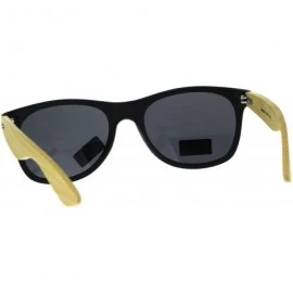 Wayfarer Real Bamboo Wood Temple Sunglasses Casual Horn Rim Matted Frame - Black (Black) - CP18D5KUOWO $10.26