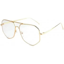 Oversized Irregular Metal Frame Street Fashion Designer Clear Lens Sunglasses - Gold/Clear - CH12O7GHDIX $10.33