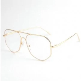 Oversized Irregular Metal Frame Street Fashion Designer Clear Lens Sunglasses - Gold/Clear - CH12O7GHDIX $22.48