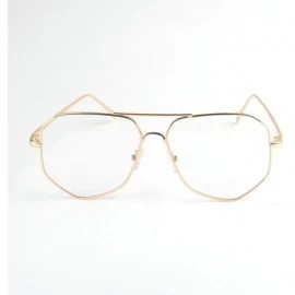 Oversized Irregular Metal Frame Street Fashion Designer Clear Lens Sunglasses - Gold/Clear - CH12O7GHDIX $10.33