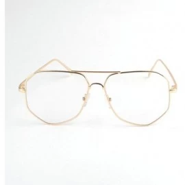 Oversized Irregular Metal Frame Street Fashion Designer Clear Lens Sunglasses - Gold/Clear - CH12O7GHDIX $22.48