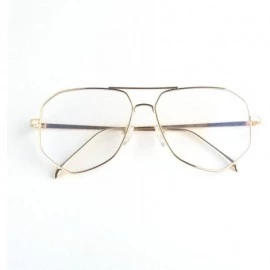Oversized Irregular Metal Frame Street Fashion Designer Clear Lens Sunglasses - Gold/Clear - CH12O7GHDIX $22.48