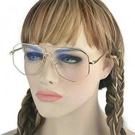 Oversized Irregular Metal Frame Street Fashion Designer Clear Lens Sunglasses - Gold/Clear - CH12O7GHDIX $10.33