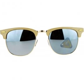 Wayfarer Silver Mirror Lens Half Horn Rim Classic Sunglasses - Beige - C412IS375RN $23.51