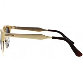 Wayfarer Silver Mirror Lens Half Horn Rim Classic Sunglasses - Beige - C412IS375RN $14.11