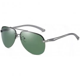 Oval RimlPilot Polarized Sunglasses Men Aluminum Magnesium Sun Glasses Women Driving Shades - Gun Dark Green - CW197Y7QRZ7 $2...