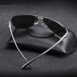 Oval RimlPilot Polarized Sunglasses Men Aluminum Magnesium Sun Glasses Women Driving Shades - Gun Dark Green - CW197Y7QRZ7 $2...