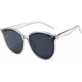 Cat Eye Classic Oval Women Sunglasses Vintage Luxury Plastic Cat Eye Sun Glasses UV400 Fashion Eyewear - Transparent Grey - C...