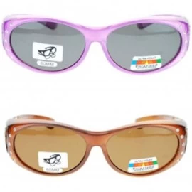 Wrap 2 Pair Polarized Rhinestone Oval Lens Shield Fit Over Glasses Sunglasses Anti Glare - 2 Pair Purple/Brown - CQ198M5C839 ...
