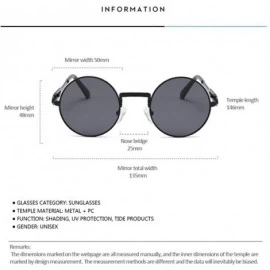 Oversized Unisex Glasses - UV400 Protection Round Vintage Steampunk Sunglasses - Gold Frame Grey Lens - CT190G2I53N $11.41