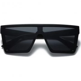 Square Oversize Shield Flat Top Square Sunglasses Siamese Rimless Lens LK1717 - C1 Black/Gray - CW193YTK4X3 $25.75