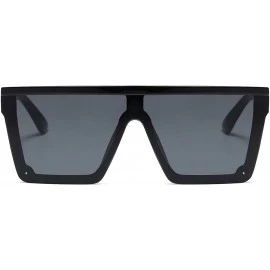 Square Oversize Shield Flat Top Square Sunglasses Siamese Rimless Lens LK1717 - C1 Black/Gray - CW193YTK4X3 $12.18