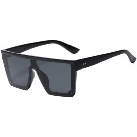 Square Oversize Shield Flat Top Square Sunglasses Siamese Rimless Lens LK1717 - C1 Black/Gray - CW193YTK4X3 $12.18