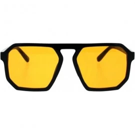 Rectangular Mens Robotic Futuristic Racer Plastic Retro Pop Color Lens Sunglasses - Black Orange - C018EMLSSK6 $18.67