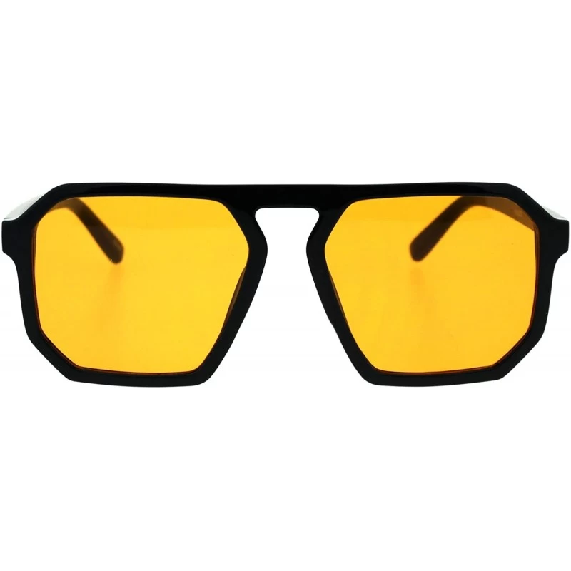 Rectangular Mens Robotic Futuristic Racer Plastic Retro Pop Color Lens Sunglasses - Black Orange - C018EMLSSK6 $18.67