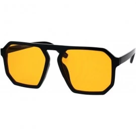 Rectangular Mens Robotic Futuristic Racer Plastic Retro Pop Color Lens Sunglasses - Black Orange - C018EMLSSK6 $8.35