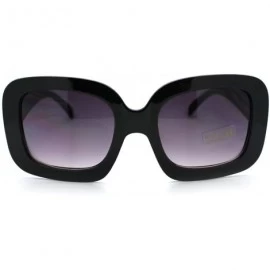Rectangular 20's Mod Chic Thick Plastic Frame Rectangular Sunglasses - Black - CM11D2XK3A5 $17.25