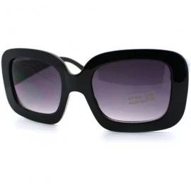 Rectangular 20's Mod Chic Thick Plastic Frame Rectangular Sunglasses - Black - CM11D2XK3A5 $7.46