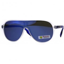 Shield Mens Biohazard Plastic Shield Racer Color Mirror Sunglasses - Blue Mirror - CU189Y57ZXH $22.80