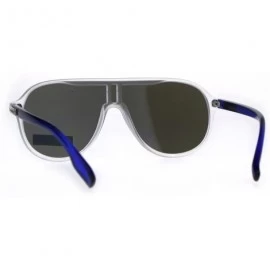 Shield Mens Biohazard Plastic Shield Racer Color Mirror Sunglasses - Blue Mirror - CU189Y57ZXH $11.92