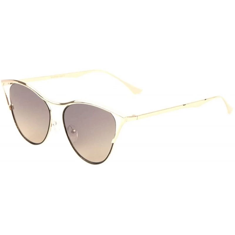 Round Round Lens Sharp Cat Eye Frame Sunglasses - Smoke Brown - C11988GDYID $11.87