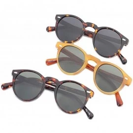 Goggle Sunglasses Retro Round Frame Men Polarized Vintage Eyeglasses Women Driving Glasses Light Acetate Eyewear - C7197Y7KS3...