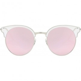 Rimless Classic Cateye Semi Rimless Polarized Retro Sunglasses Durable TR90 Metal Frame - Rose Gold - CB18H8GLRSS $18.97