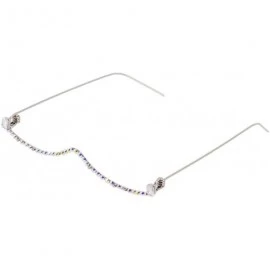 Rimless No Lens Eyeglasses Decor Retro Half Glasses Frame Women Metal Diamond Frame Glasses - White - C718AODGTCU $29.94