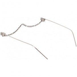 Rimless No Lens Eyeglasses Decor Retro Half Glasses Frame Women Metal Diamond Frame Glasses - White - C718AODGTCU $16.59
