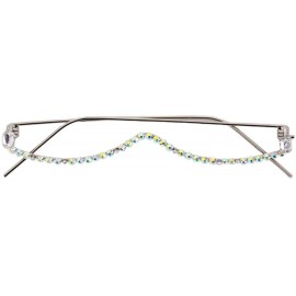 Rimless No Lens Eyeglasses Decor Retro Half Glasses Frame Women Metal Diamond Frame Glasses - White - C718AODGTCU $16.59