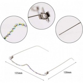 Rimless No Lens Eyeglasses Decor Retro Half Glasses Frame Women Metal Diamond Frame Glasses - White - C718AODGTCU $16.59