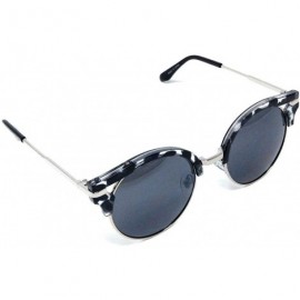 Round Horn Rimmed Round Classic Half Plastic Half Metal Rim Luxury Sunglasses - Silver & Grey Tortoise Frame - CC18WTT563Q $2...
