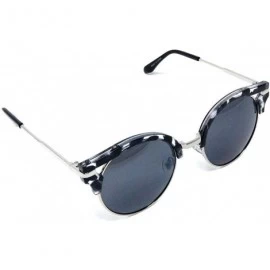 Round Horn Rimmed Round Classic Half Plastic Half Metal Rim Luxury Sunglasses - Silver & Grey Tortoise Frame - CC18WTT563Q $1...