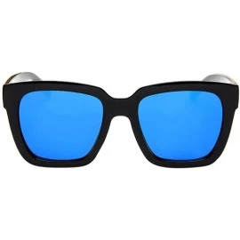Goggle Polarized Sunglasses for Women- Mirrored Lens Fashion Goggle Eyewear Luxury Accessory (Blue) - Blue - C4195N26W5T $15.12
