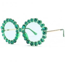 Rimless Fashion Round Sunglasses Crystal plastic Frame glasses for women UV400 - Green - CR18N9AYESQ $10.40