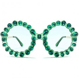 Rimless Fashion Round Sunglasses Crystal plastic Frame glasses for women UV400 - Green - CR18N9AYESQ $10.40