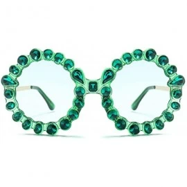 Rimless Fashion Round Sunglasses Crystal plastic Frame glasses for women UV400 - Green - CR18N9AYESQ $22.64