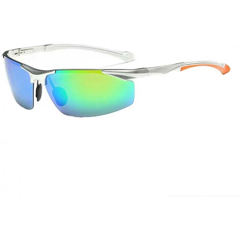 Rectangular Aluminum-magnesium polarized Sun-coated sunglasses - Green Color - C518DCQ25LH $34.92