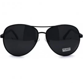 Oversized Polarized Mens Classic 80s Metal Rim Officer Cop Sunglasses - All Black - CR196IONW78 $12.61