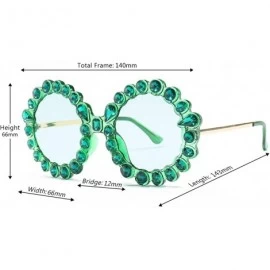 Rimless Fashion Round Sunglasses Crystal plastic Frame glasses for women UV400 - Green - CR18N9AYESQ $10.40