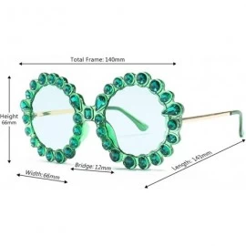 Rimless Fashion Round Sunglasses Crystal plastic Frame glasses for women UV400 - Green - CR18N9AYESQ $22.64