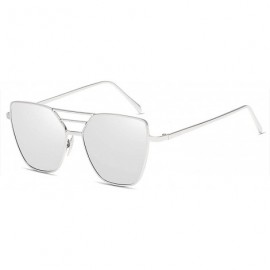 Square Metal Luxury Vintage Coated Mirror Sunglasses Women Er Fashion Retro Trand Sun Glasses Uv400 Oculos - Silver - CX199CN...