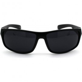 Rectangular Classic 90s Snug Warp Around Biker Sport Sunglasses - Matte Black - C618W7MREX9 $11.50