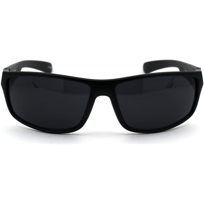Rectangular Classic 90s Snug Warp Around Biker Sport Sunglasses - Matte Black - C618W7MREX9 $11.50