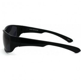 Rectangular Classic 90s Snug Warp Around Biker Sport Sunglasses - Matte Black - C618W7MREX9 $11.50