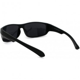 Rectangular Classic 90s Snug Warp Around Biker Sport Sunglasses - Matte Black - C618W7MREX9 $11.50