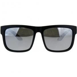 Rectangular Polarized Premium Kush Color Mirror Lens Horn Rim Sport Sunglasses - Black Grey Silver - C518DI4NAZX $26.07