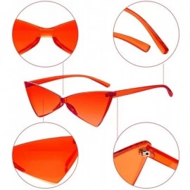 Cat Eye 2 Pairs Triangle Rimless Sunglasses Candy Colored Transparent Cat Eye Sunglasses - Red- Dark Yellow - CK1962AH37N $10.62